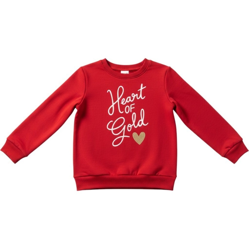 Cat & Jack Girls Heart of Gold Red Fleece Sweatshirt Size S 6/6X